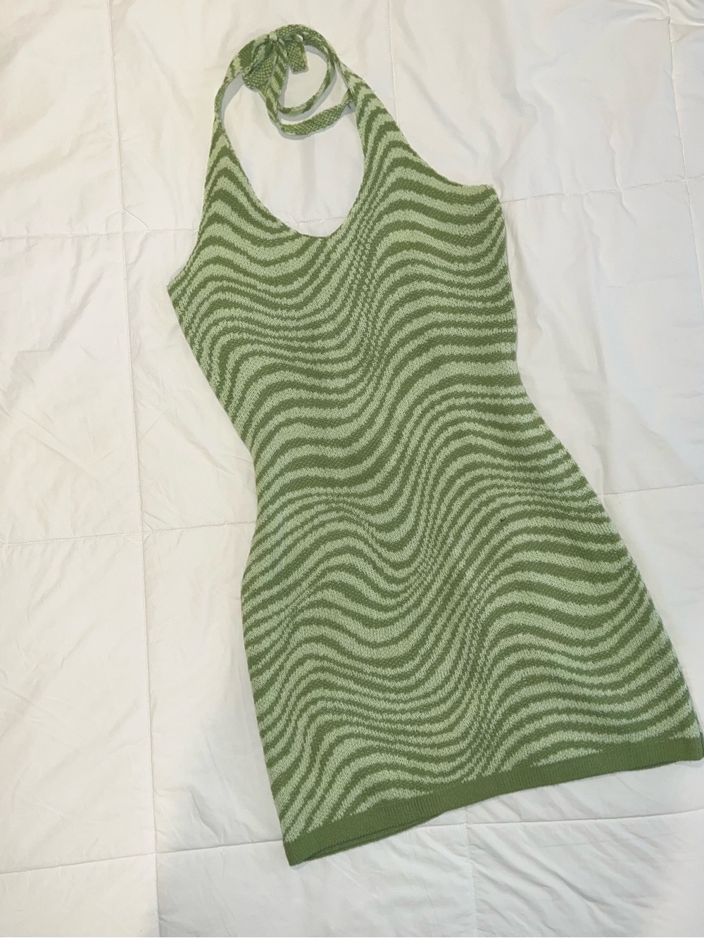 Green Halter Knit Dress